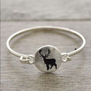 Deer silhouette wire silver bracelet